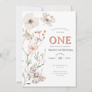 Boho Wildflower Floral Baby Birthday Invitation