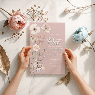 Boho Wildflower Floral Baby Birthday Invitation