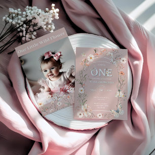 Boho Wildflower Floral Baby Birthday Invitation