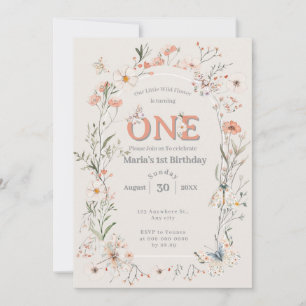 Boho Wildflower Floral Baby Birthday Invitation