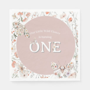 Boho Wildflower Floral Baby Birthday Napkin