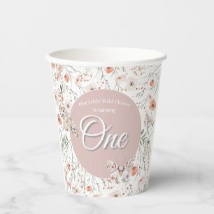 Boho Wildflower Floral Baby Birthday Paper Cups