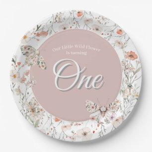 Boho Wildflower Floral Baby Birthday Paper Plate