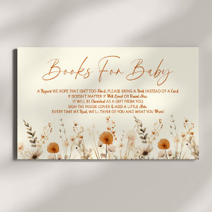 Boho Wildflower Floral Baby Shower Books For Baby Enclosure Card