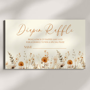 Boho Wildflower Floral Baby Shower Diaper Raffle Enclosure Card