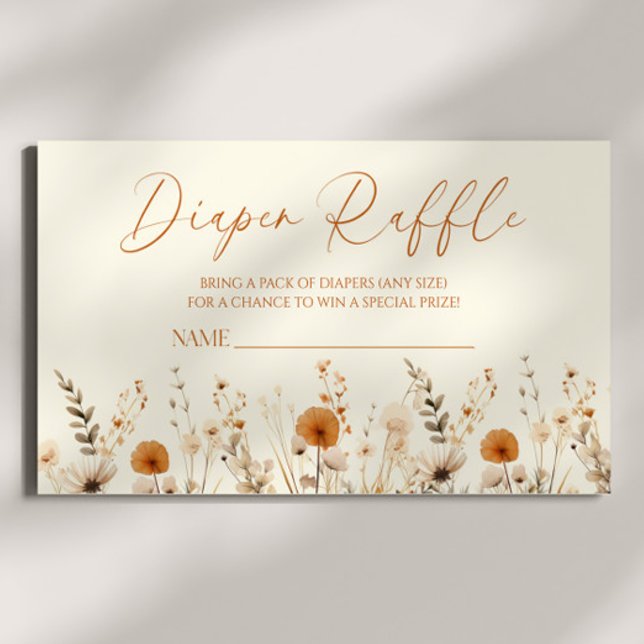 Boho Wildflower Floral Baby Shower Diaper Raffle Enclosure Card (Creator Uploaded)