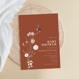 Boho Wildflower Floral Baby Shower Invitation