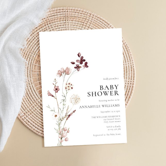 Boho Wildflower Floral Baby Shower Invitation (Creator Uploaded)