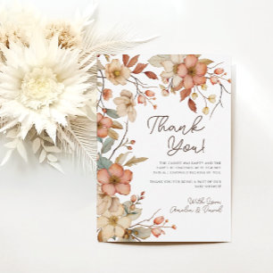 Boho Wildflower Floral Baby Shower Thank You Card