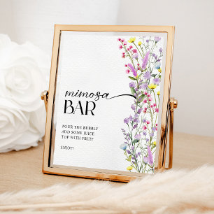 Boho Wildflower Floral Bridal Shower Mimosa Bar Poster