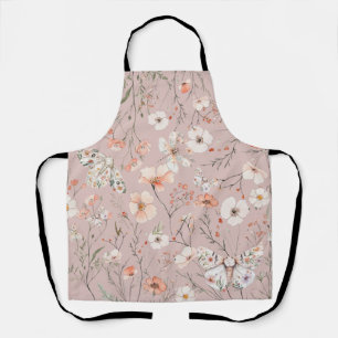 Boho Wildflower Floral Butterfly Apron