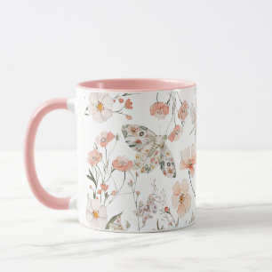 Boho Wildflower Floral Butterfly Mug