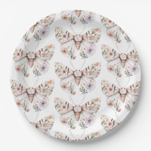 Boho Wildflower Floral Butterfly Paper Plate