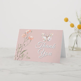 Boho Wildflower Floral Butterfly Thank You Card