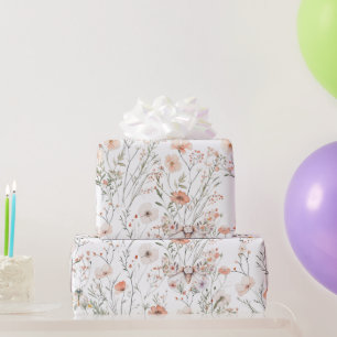 Boho Wildflower Floral Butterfly Wrapping Paper