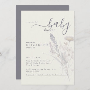 Boho Wildflower Floral Cream Baby Shower Invitation