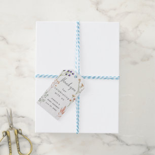 Boho Wildflower Floral Frame Baby Shower Thank You Gift Tags