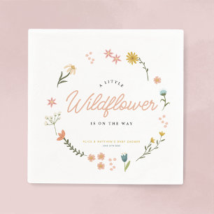 Boho Wildflower Floral Girls Cute Baby Shower Napkin