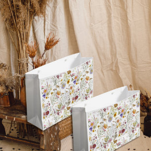 Boho wildflower floral large gift bag