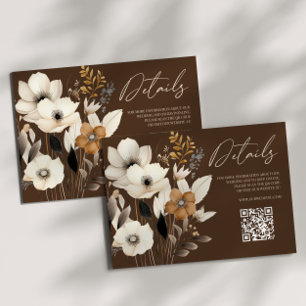 Boho Wildflower Floral QR Code Wedding Details Enclosure Card