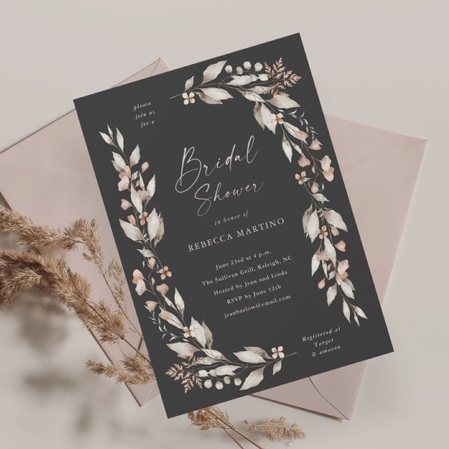 Boho Wildflower Floral Wedding Bridal Shower Invitation (Boho wildflower floral elegant wedding bridal shower invitation.)