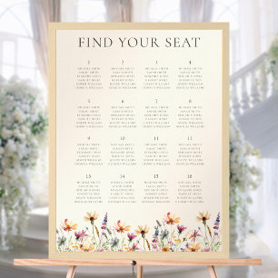 Boho Wildflower Floral Wedding Seating Chart