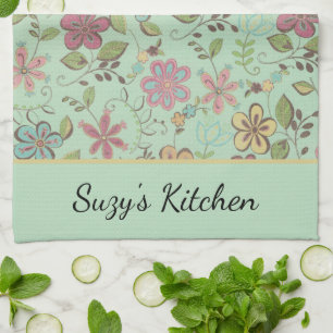 Boho Wildflower Floral Whimsical Country Cottage N Tea Towel