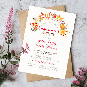 Boho Wildflower Foliage Wedding Engagement Party Invitation