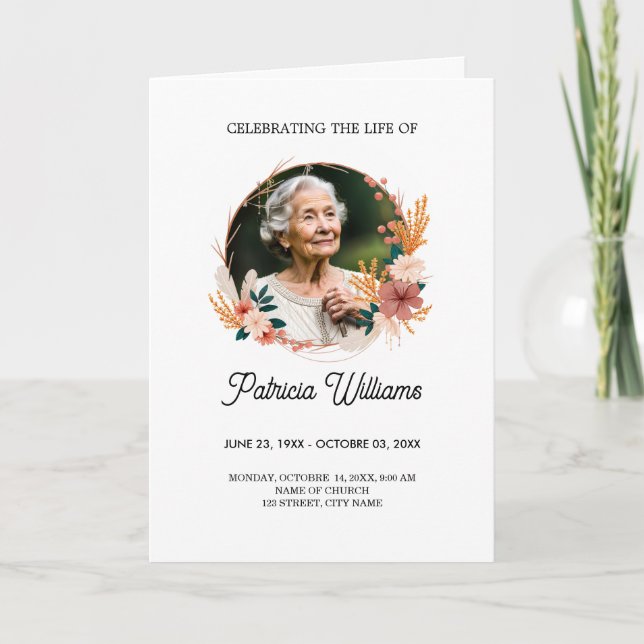 Boho Wildflower Funeral Memorial Program (Front)