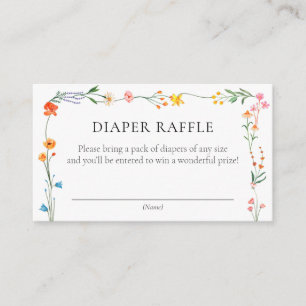 Boho Wildflower Garden Baby Shower Diaper Raffle Enclosure Card