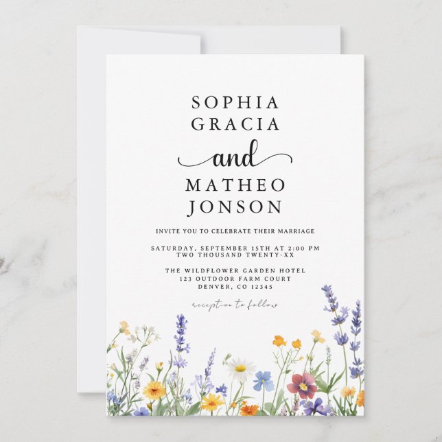Boho Wildflower Garden Elegant Wildflower Save The Date (Front)