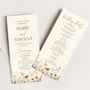 Boho Wildflower Garden Floral Wild Flowers Wedding Program