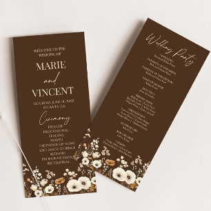 Boho Wildflower Garden Floral Wild Flowers Wedding Program