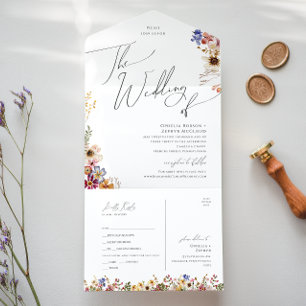 Boho Wildflower   Garden Wedding Of Seal and Send All In One Invitation