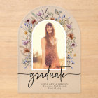 Boho Wildflower Graduate Photo Acrylic Invitations