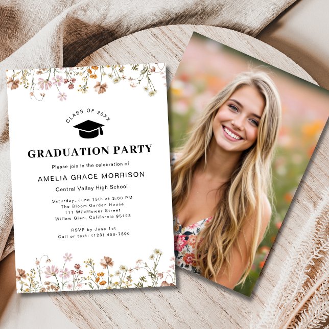 Boho Wildflower Graduation Party Boho Bloom Invitation (Creator Uploaded)