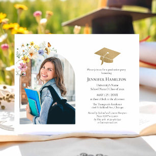 Boho Wildflower Graduation Party Photo Invitation