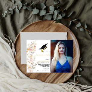 Boho Wildflower Grass  Girl Graduation party Invitation