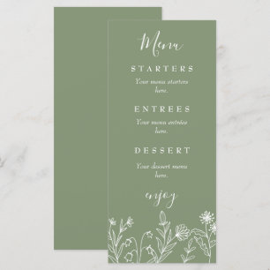 Boho wildflower green wedding menu