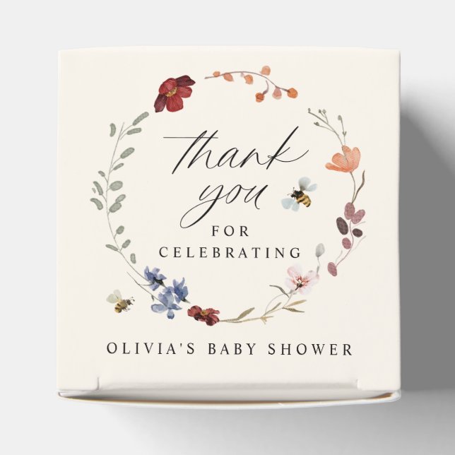 Boho Wildflower Greenery Baby Shower Favour Box (Top)