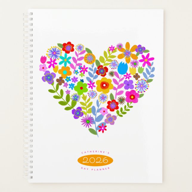 Boho Wildflower Heart 2026 Planner (Front)