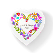 Boho Wildflower Heart Customisable Paperweight