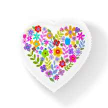 Boho Wildflower Heart Paperweight