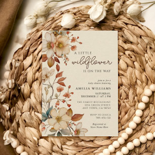 Boho Wildflower Ivory Floral Baby Shower Invitation