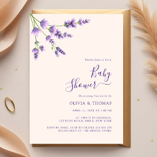 Boho Wildflower Lavender Bliss Baby Shower Invitation