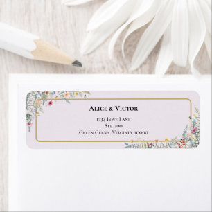 Boho Wildflower Lavender Wedding Return Address Label
