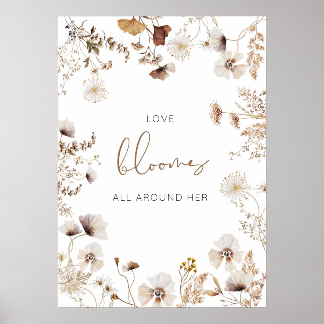Boho Wildflower Love Blooms Poster (Front)