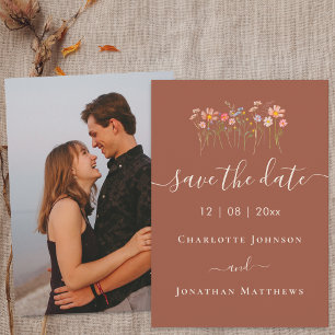 Boho Wildflower Meadow Photo Wedding Save The Date
