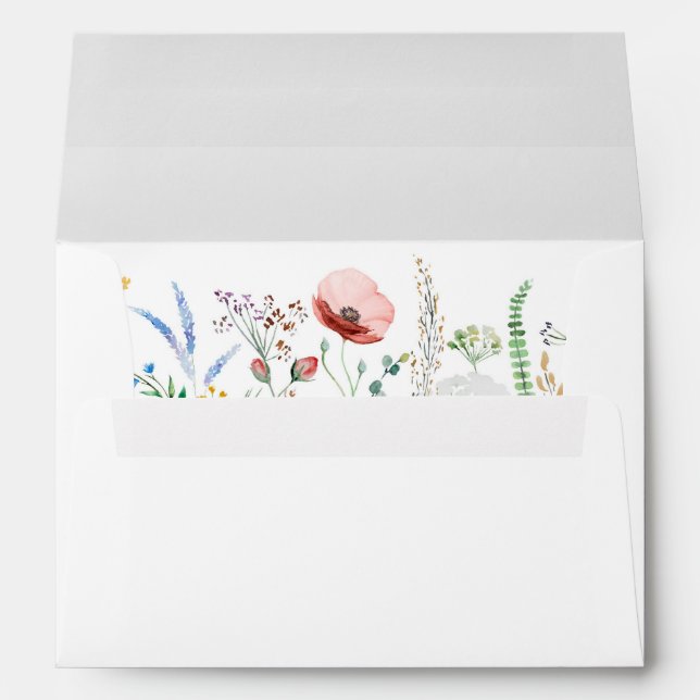 Boho Wildflower Meadow Wedding Envelope (Back (Bottom))