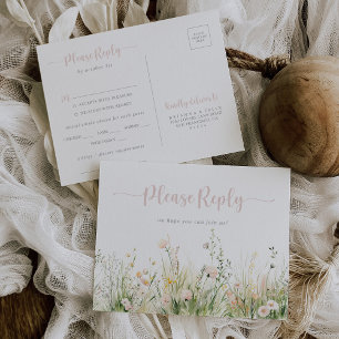 Boho Wildflower Menu Choice RSVP  Postcard